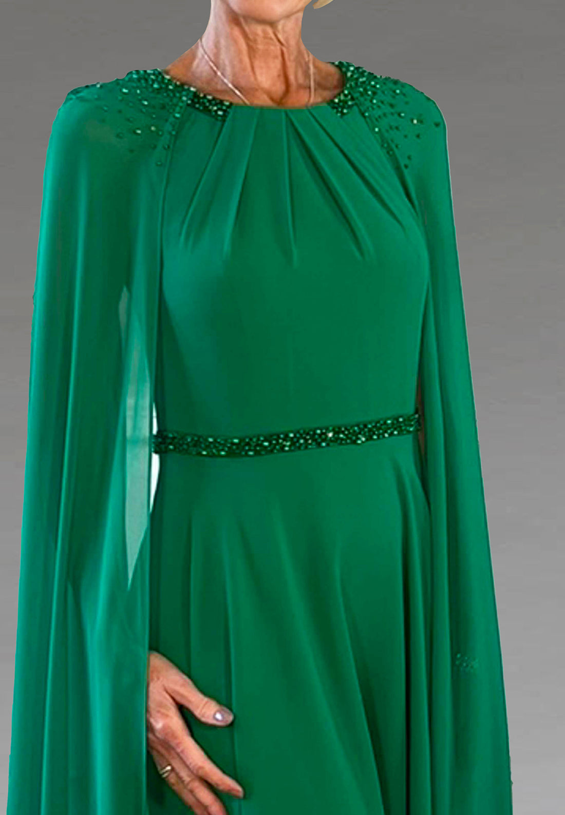 Scoop Long Sleeves Chifon A-Line Mother of Bride Dress