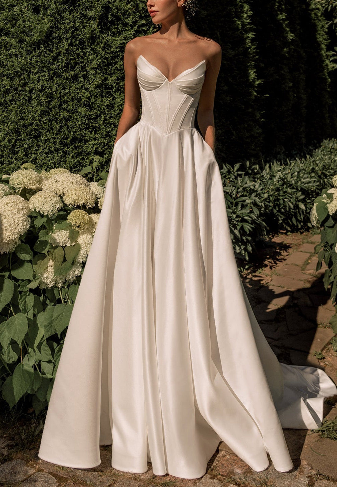 Off-Shoulder Jumpsuit Satin Tulle Wedding Dress