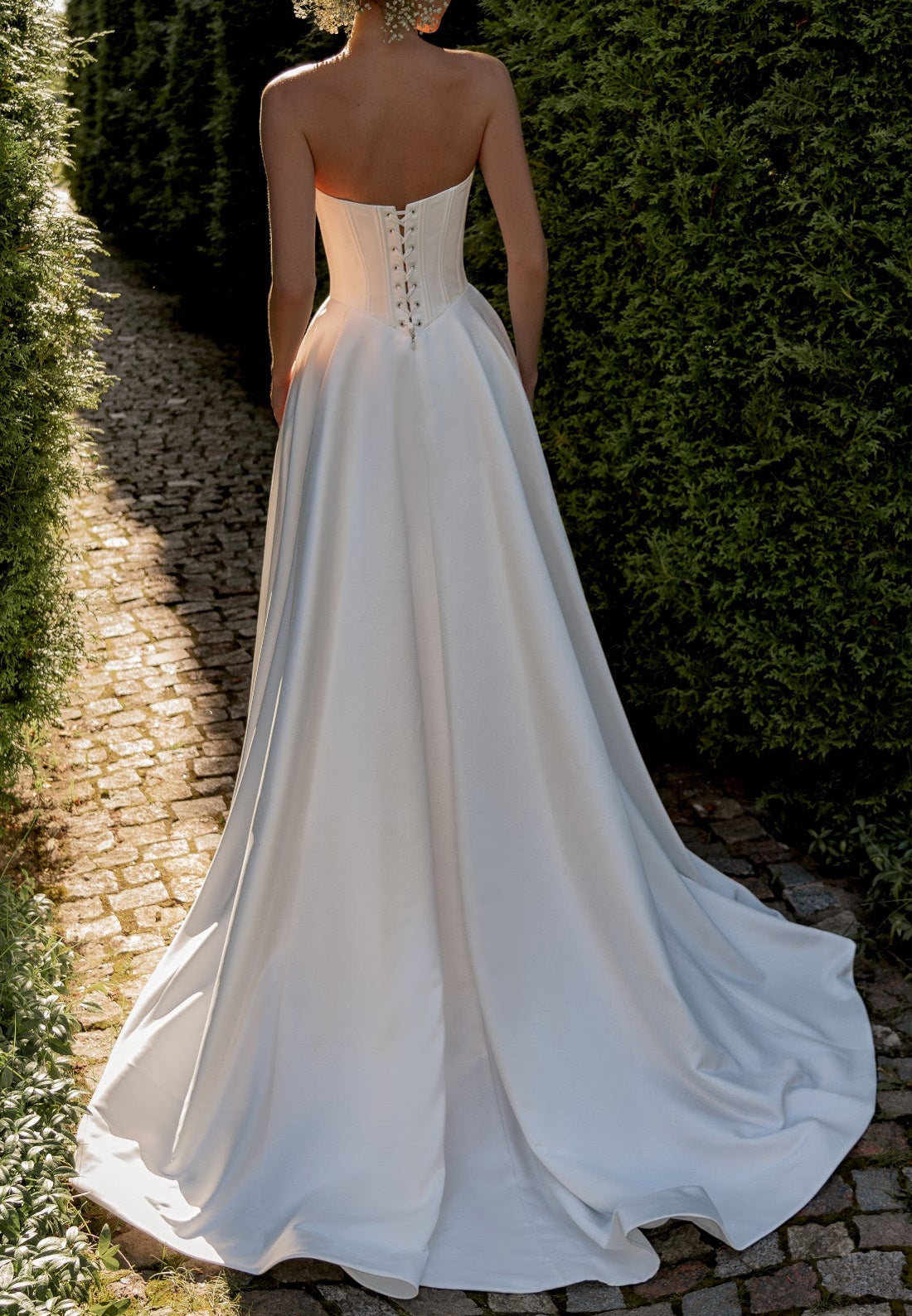 Off-Shoulder Jumpsuit Satin Tulle Wedding Dress