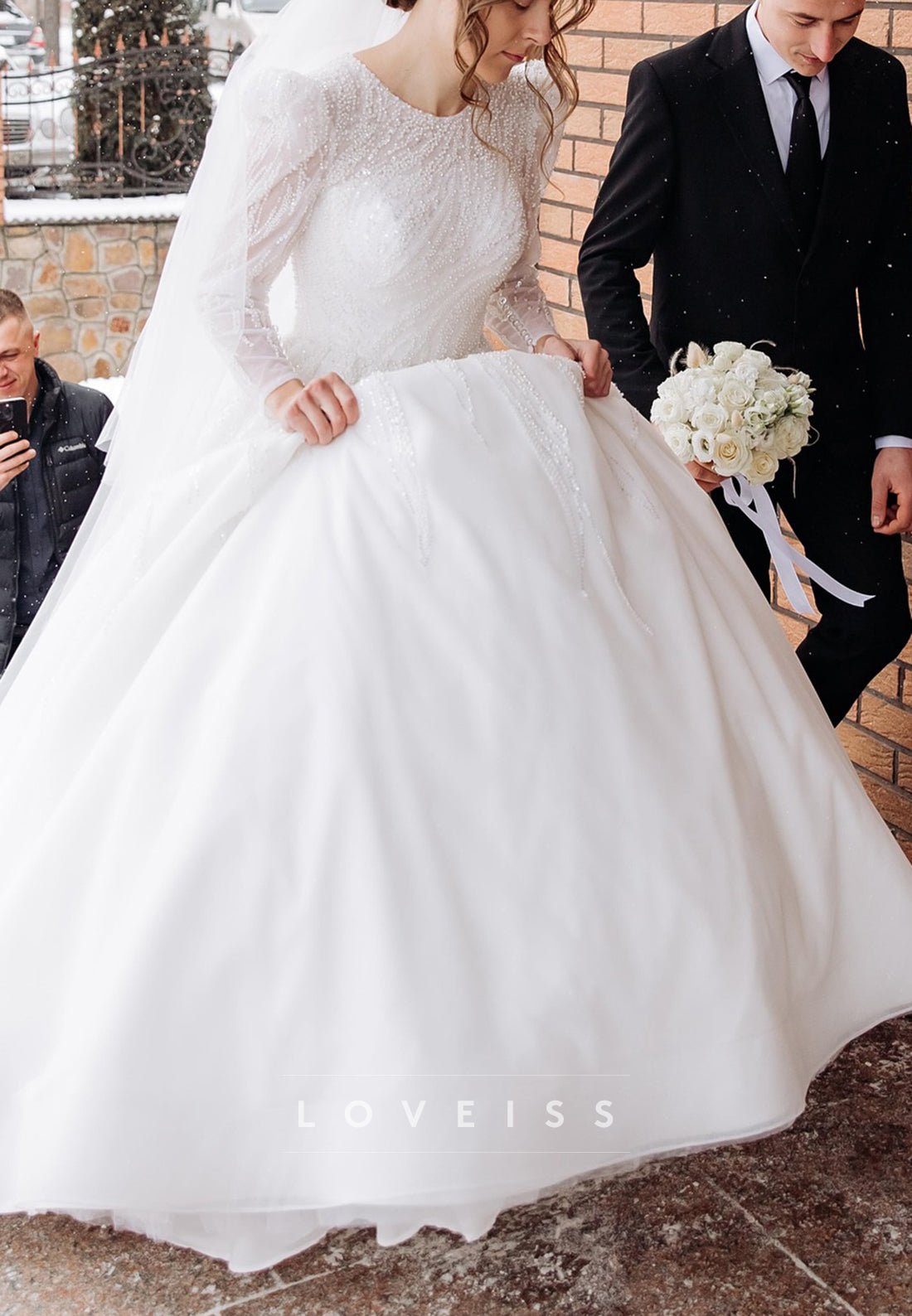 Scoop Beaded Embroidery Satin A-Line Wedding Dress