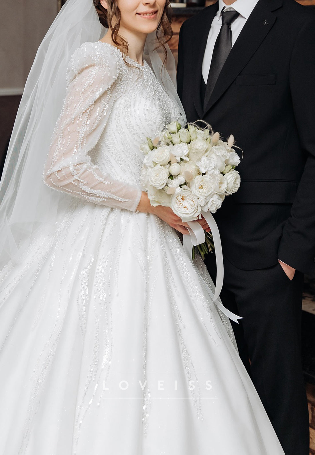 Scoop Beaded Embroidery Satin A-Line Wedding Dress