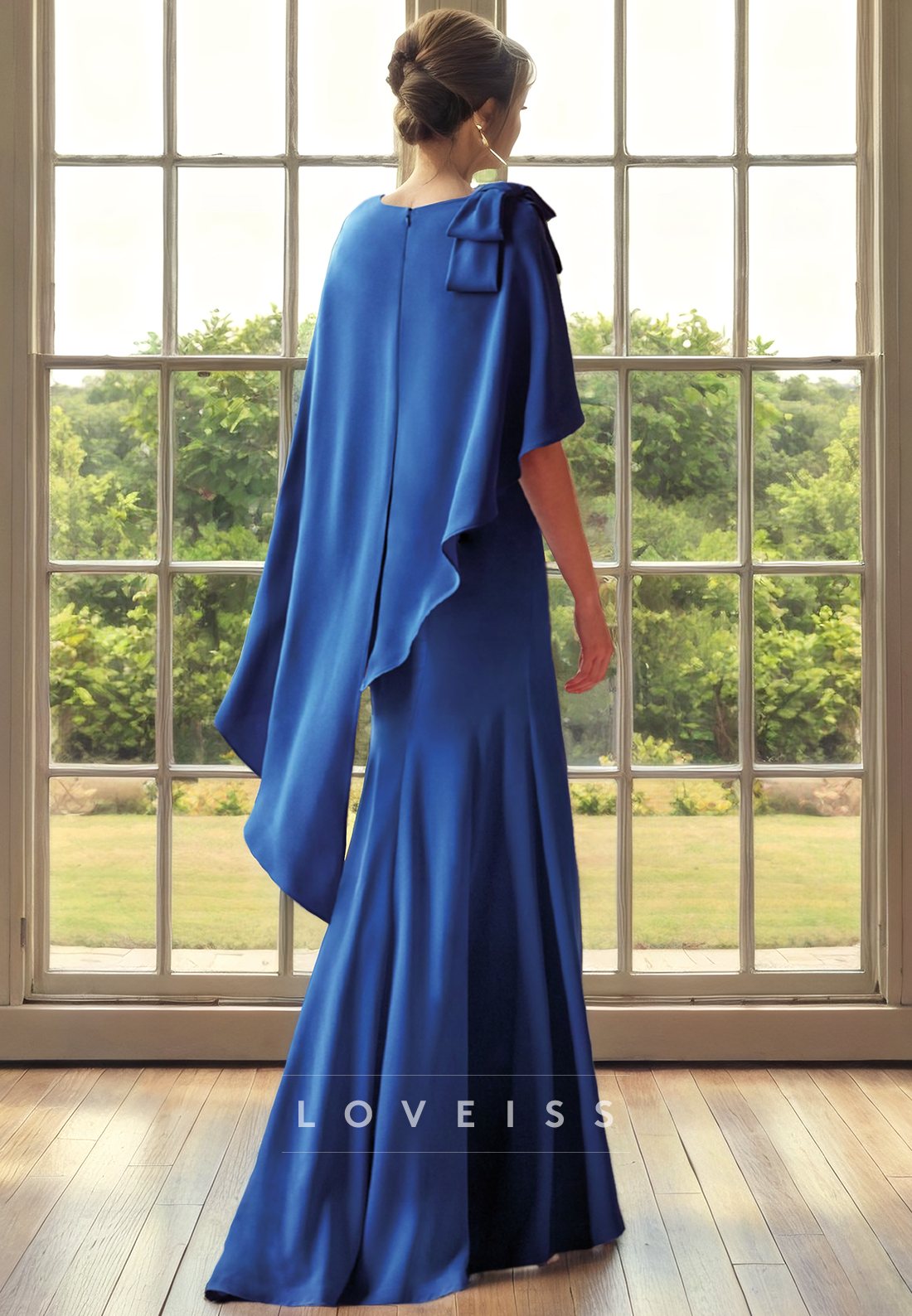 Scoop Half Sleeves Mermaid Mother of Bride Dress Cocktail Dress