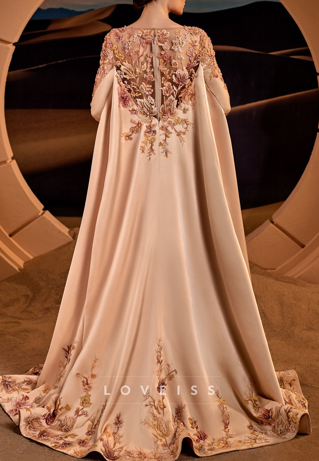 Scoop Long Sleeves Appliques Sleek Mermaid Mother of Bride Dress