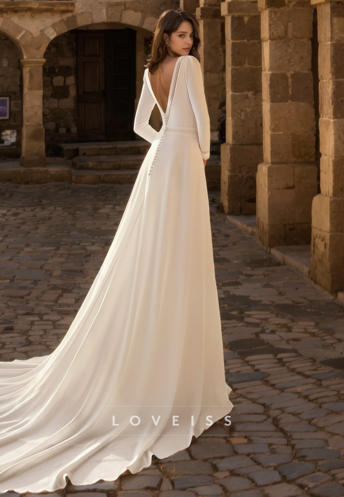 Scoop Long Sleeves Long Sleeves Mermaid Wedding Dress