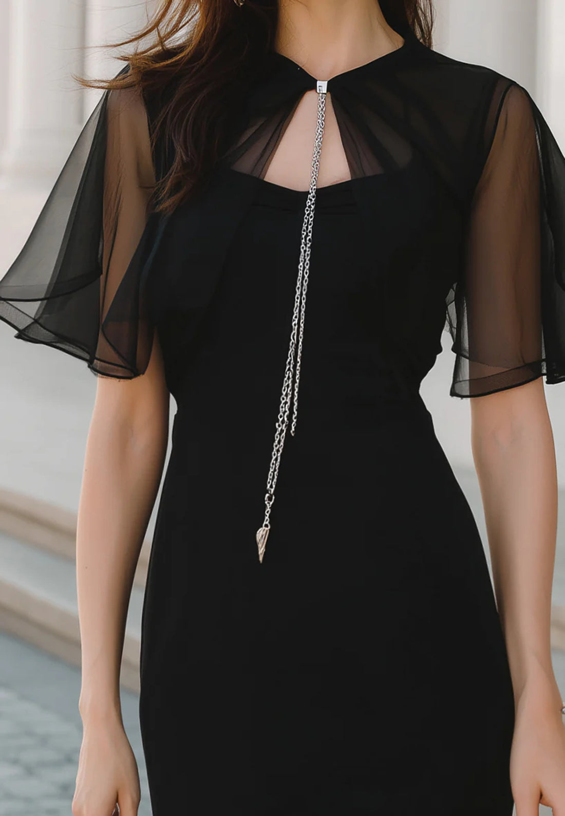 Scoop Short Sleeves Sheath Cocktail Dress