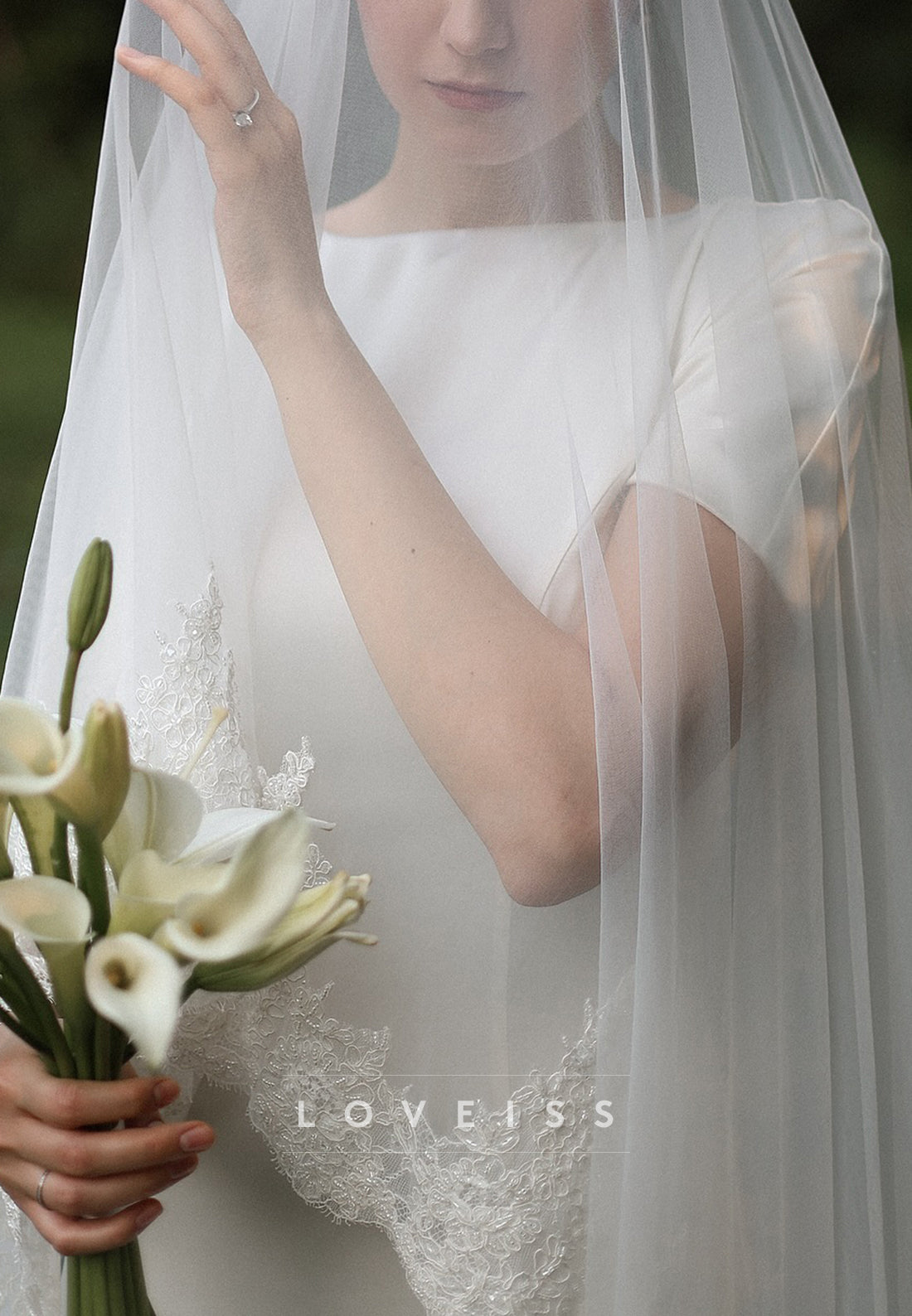 Scoop Short Sleeves Sleek Sheath Simple Wedding Dress