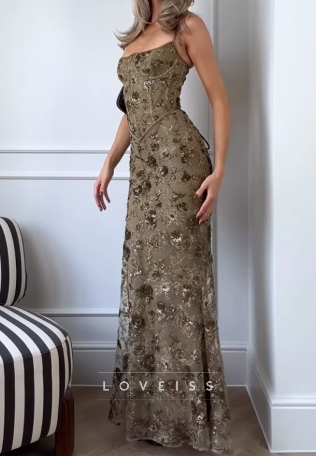 Scoop Spaghetti Straps Wedding Guest Dress Fitted Mermaid Prom Dress