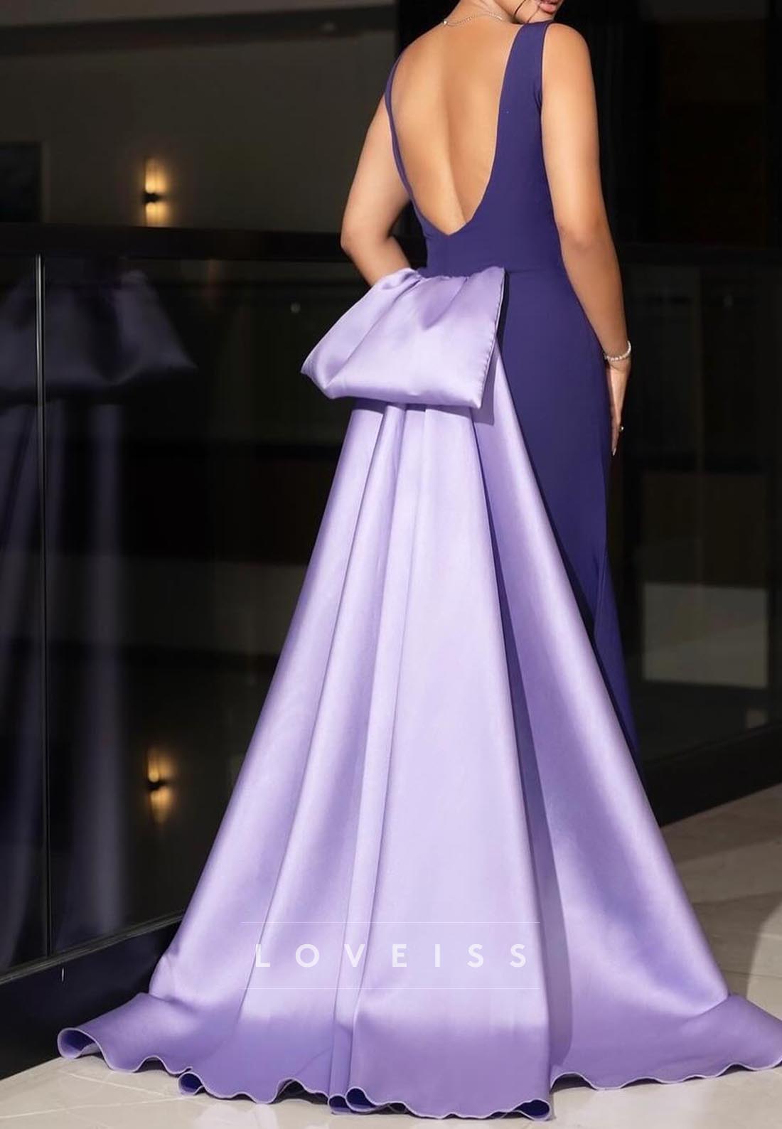 Scoop Straps Backless Sleek Mermaid Evening Dress