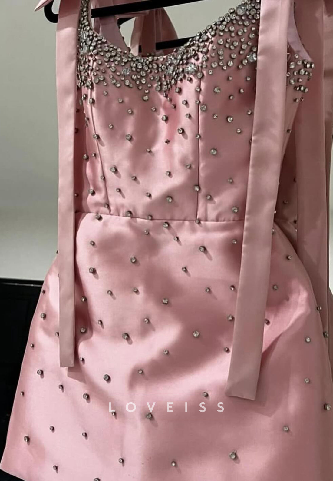 Scoop Straps Beaded A-Line Short Homecoming Dress