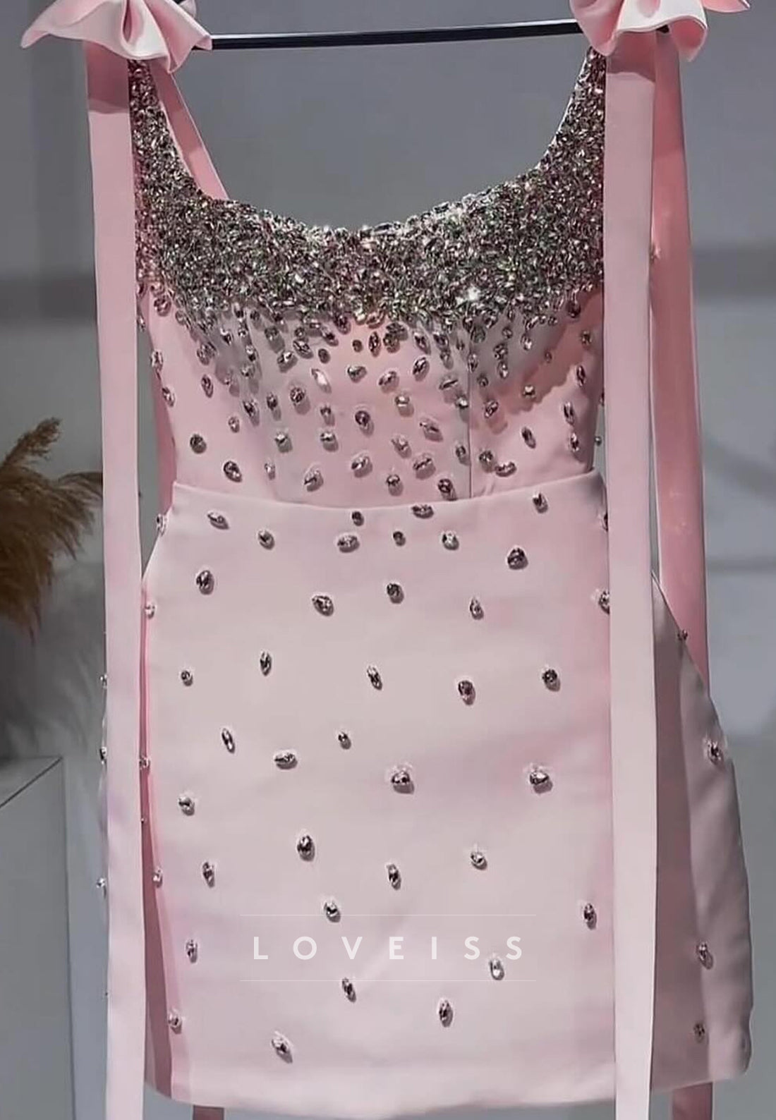 Scoop Straps Beaded A-Line Short Homecoming Dress