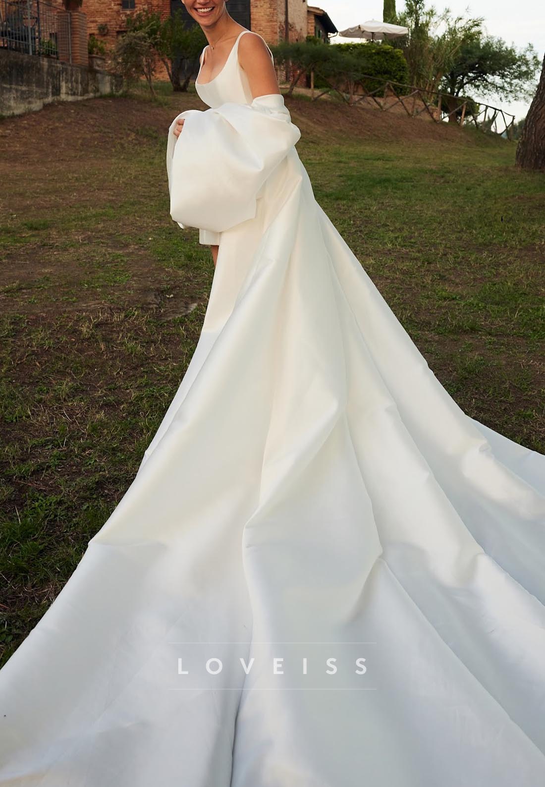 Scoop Straps Sleek Satin Short Wedding Dress