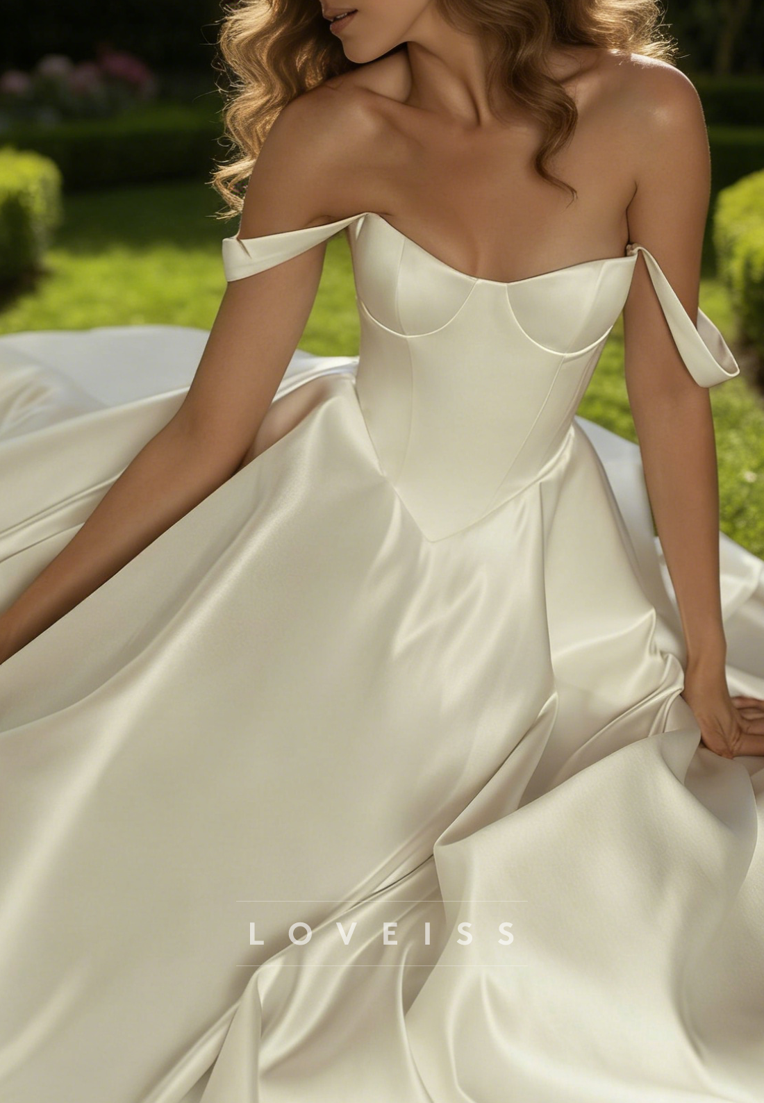 Semi-Sweetheart Satin Straps A-Line Simple Wedding Dress