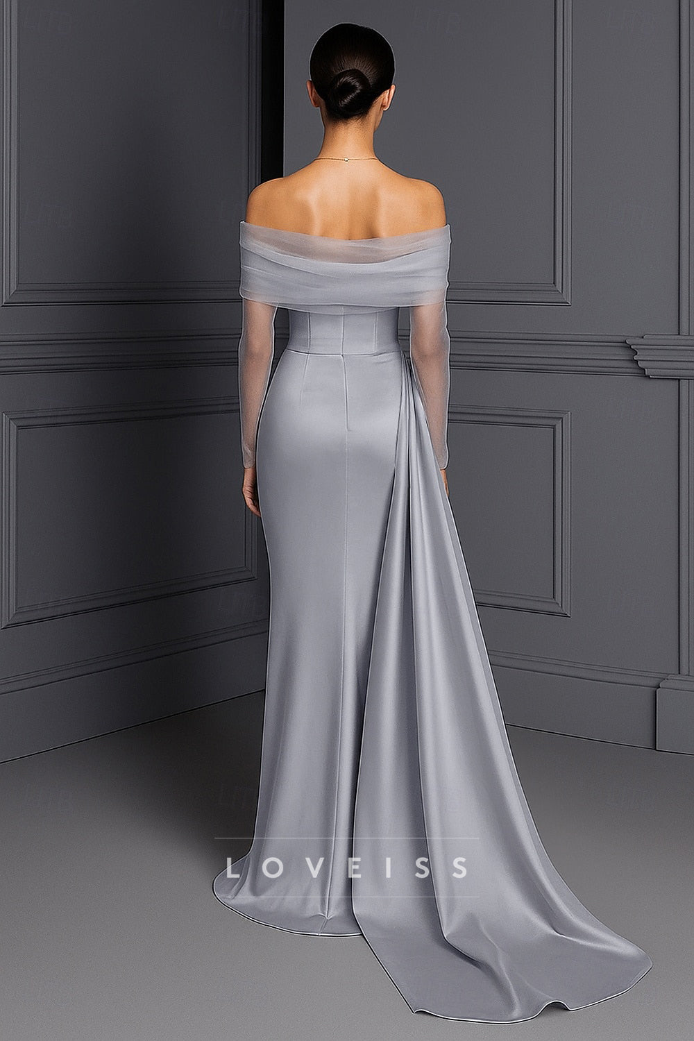 Sheath Column Floor Length Evening Gown Ball Gown with Overskirt Formal Dress