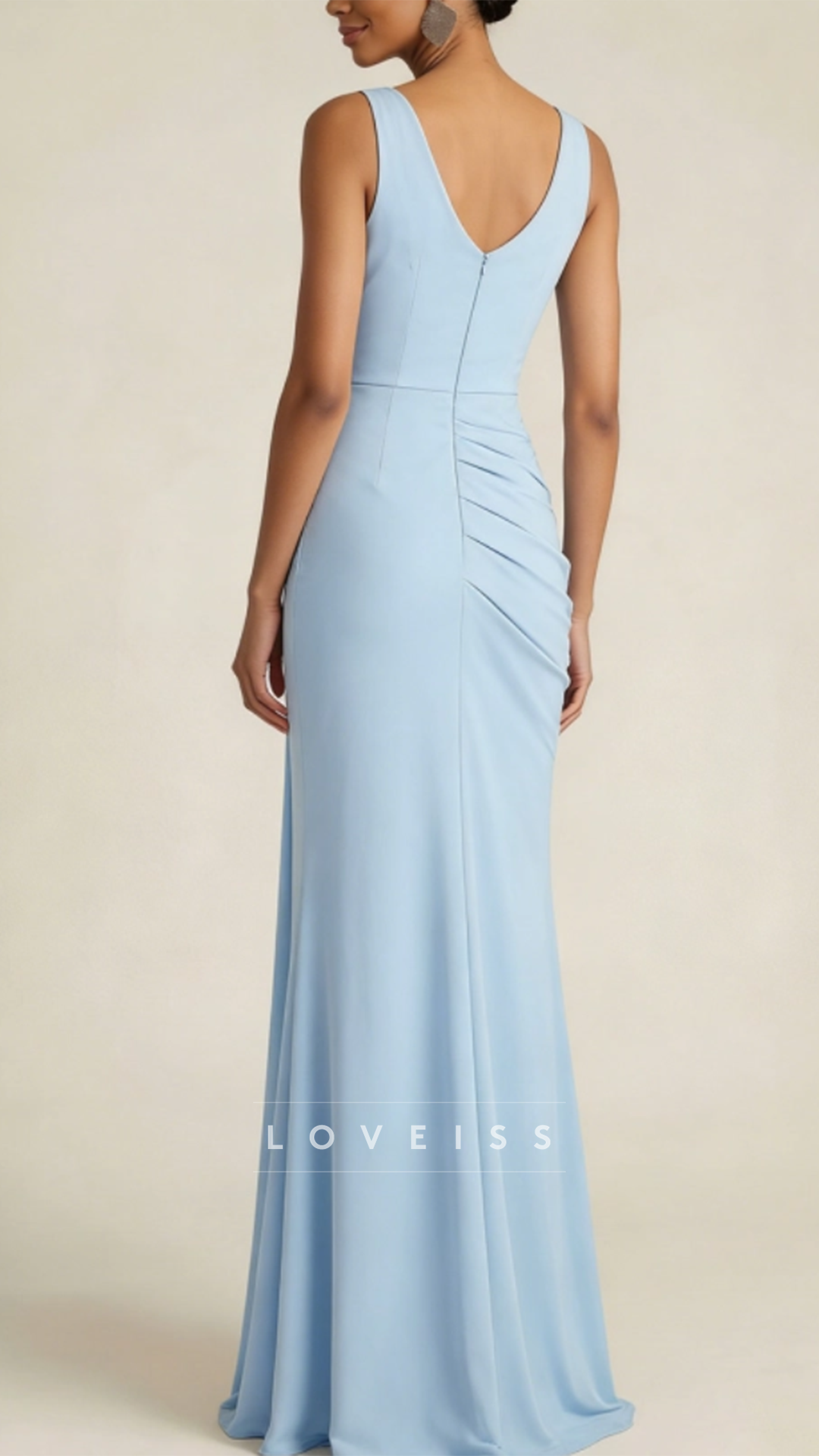 Square Sleeveless Mermaid Blue Wedding Guest Dress