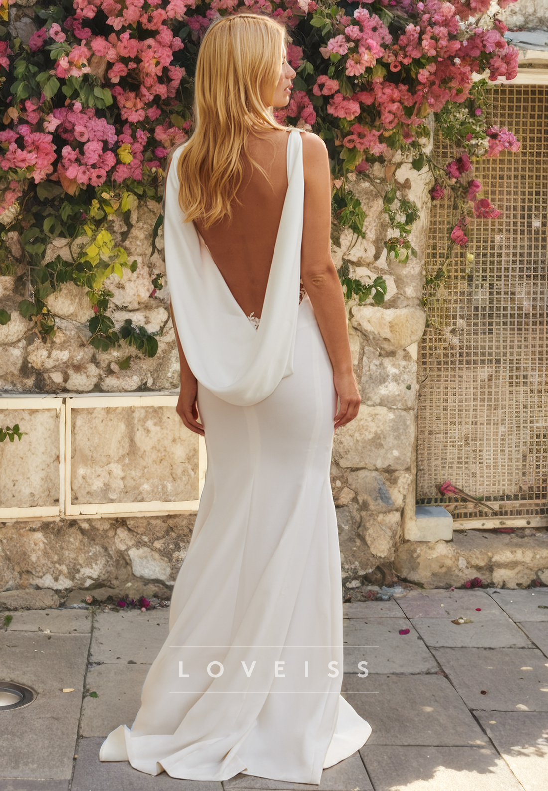 Square Sleeveless Open Back Mermaid Beach Wedding Dress