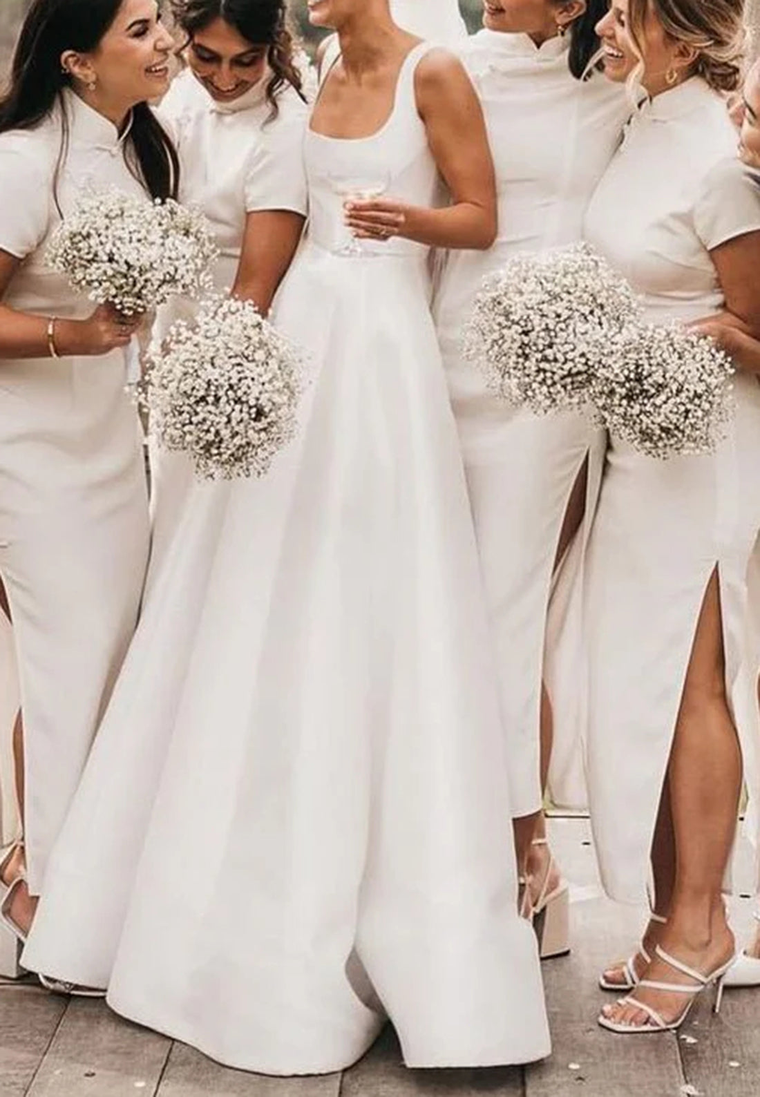 Square Sleeveless Sleek A-Line Simple Wedding Dress