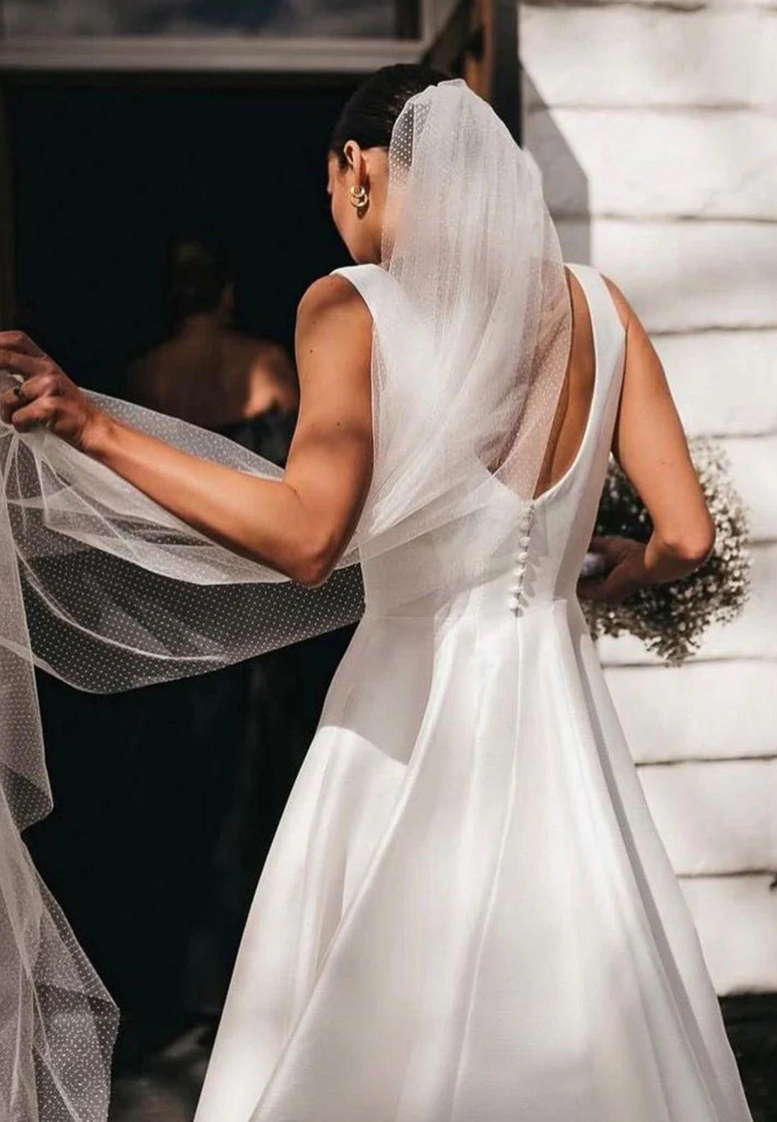 Square Sleeveless Sleek A-Line Simple Wedding Dress