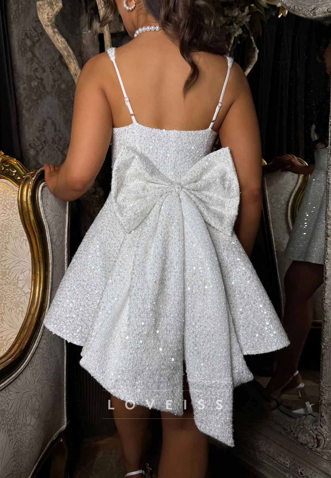 Square Spaghetti Straps Beaded Embroidery A-Line Party Homecoming Dress