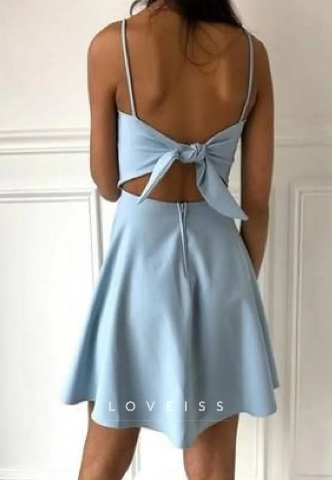 Square Spaghetti Straps Sleek A-Line Party Homecoming Dress