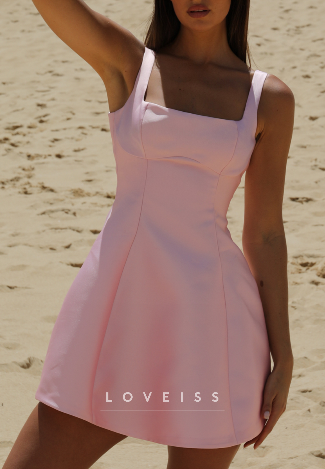 Square Straps A-Line Short Pink Sparky Homecoming Dress