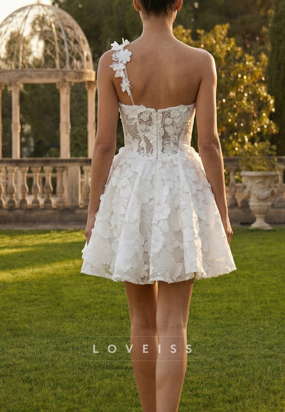 Square Straps Appliques Short A-Line Wedding Dress