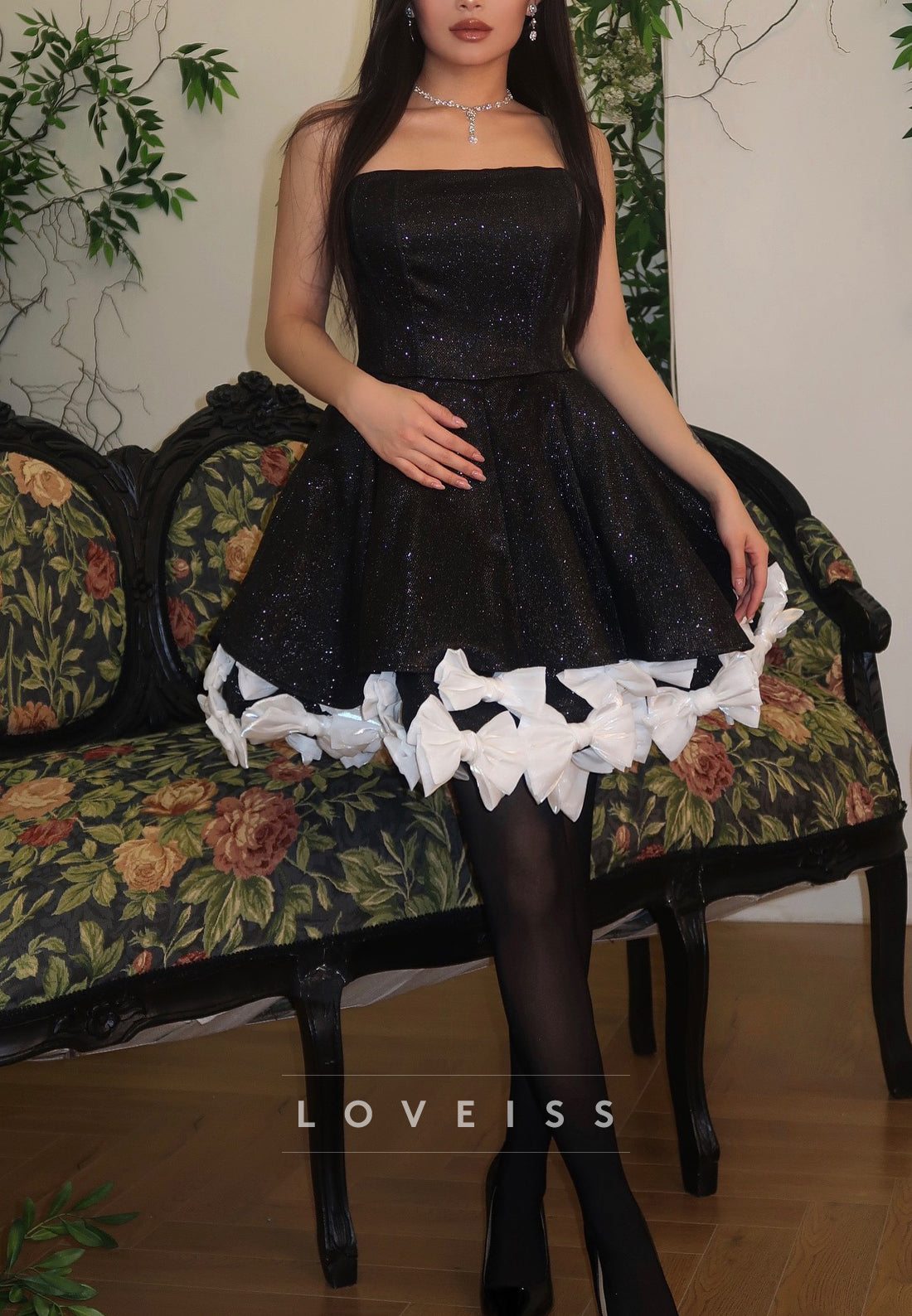 Square Straps Bowknots A-Line Short Homecoming Dress