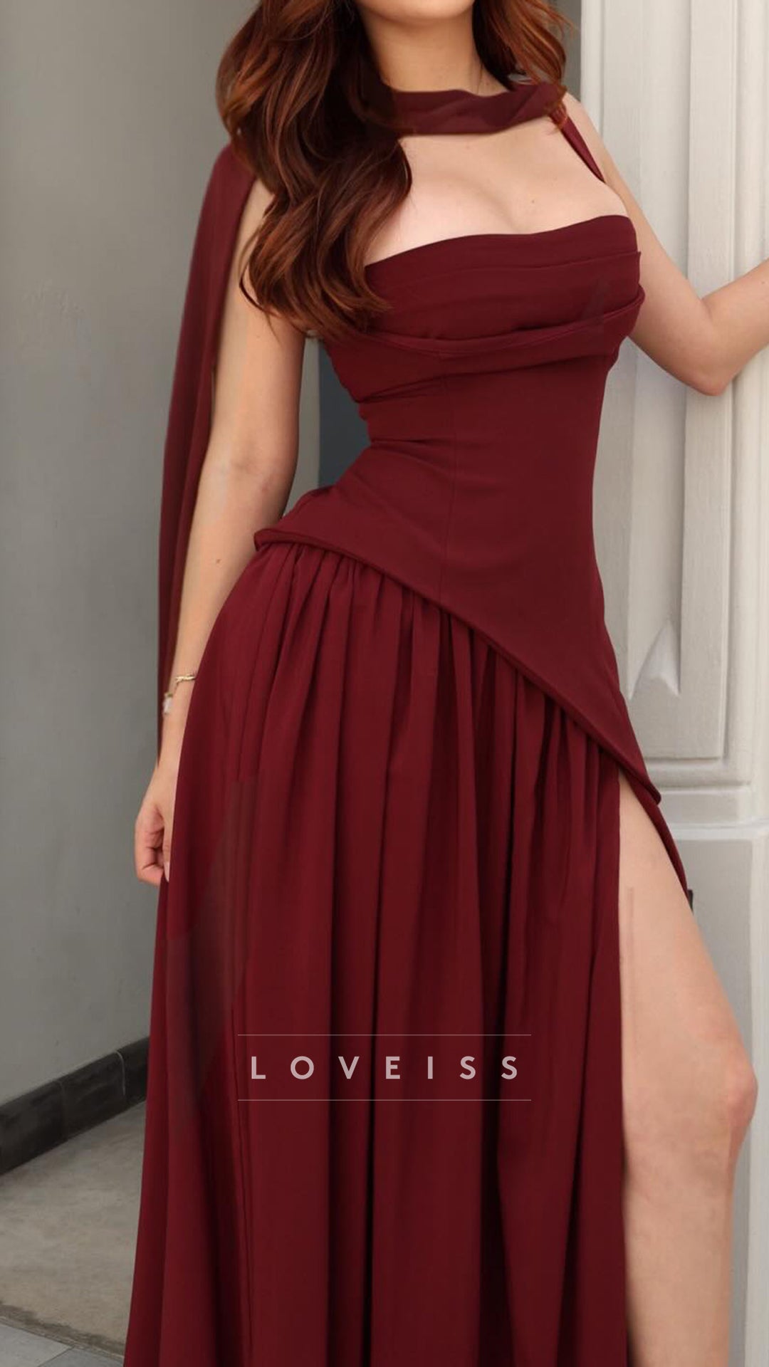 Square Straps Corset Pleated A-Line Prom Dress