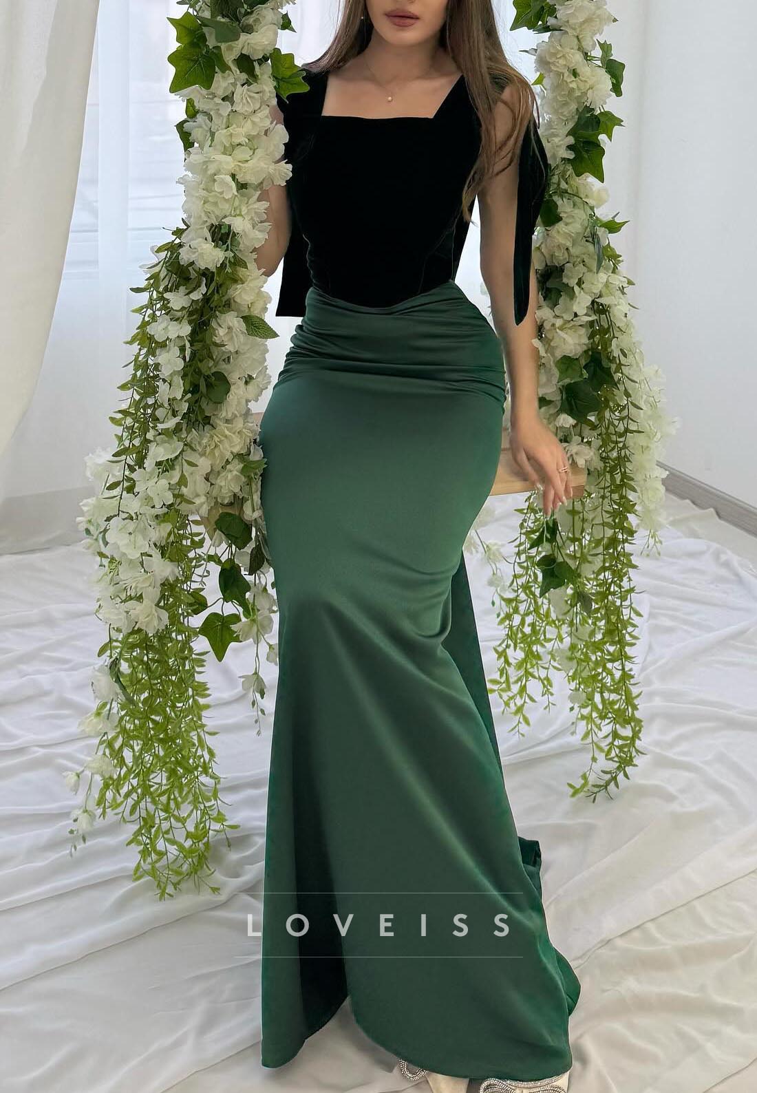 Square Straps Fitted Mermaid Evening Dress