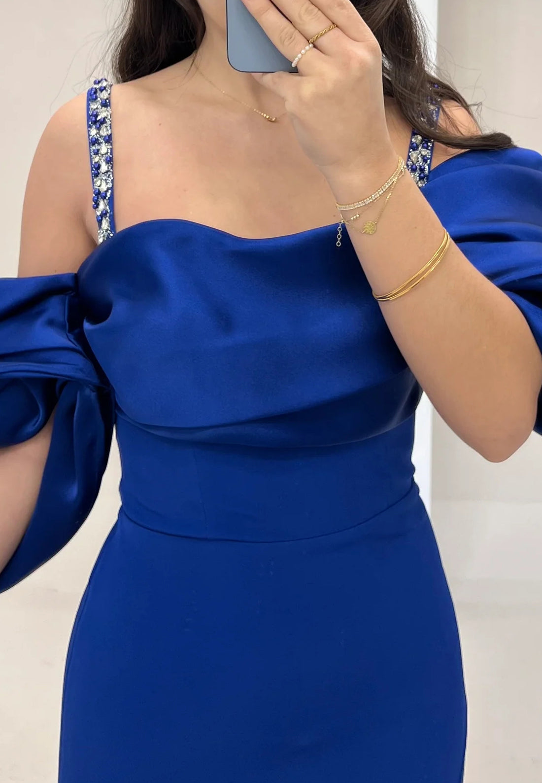 Square Straps Mother of Bride Dress Sleeves Sleek Sheath Formal Dress