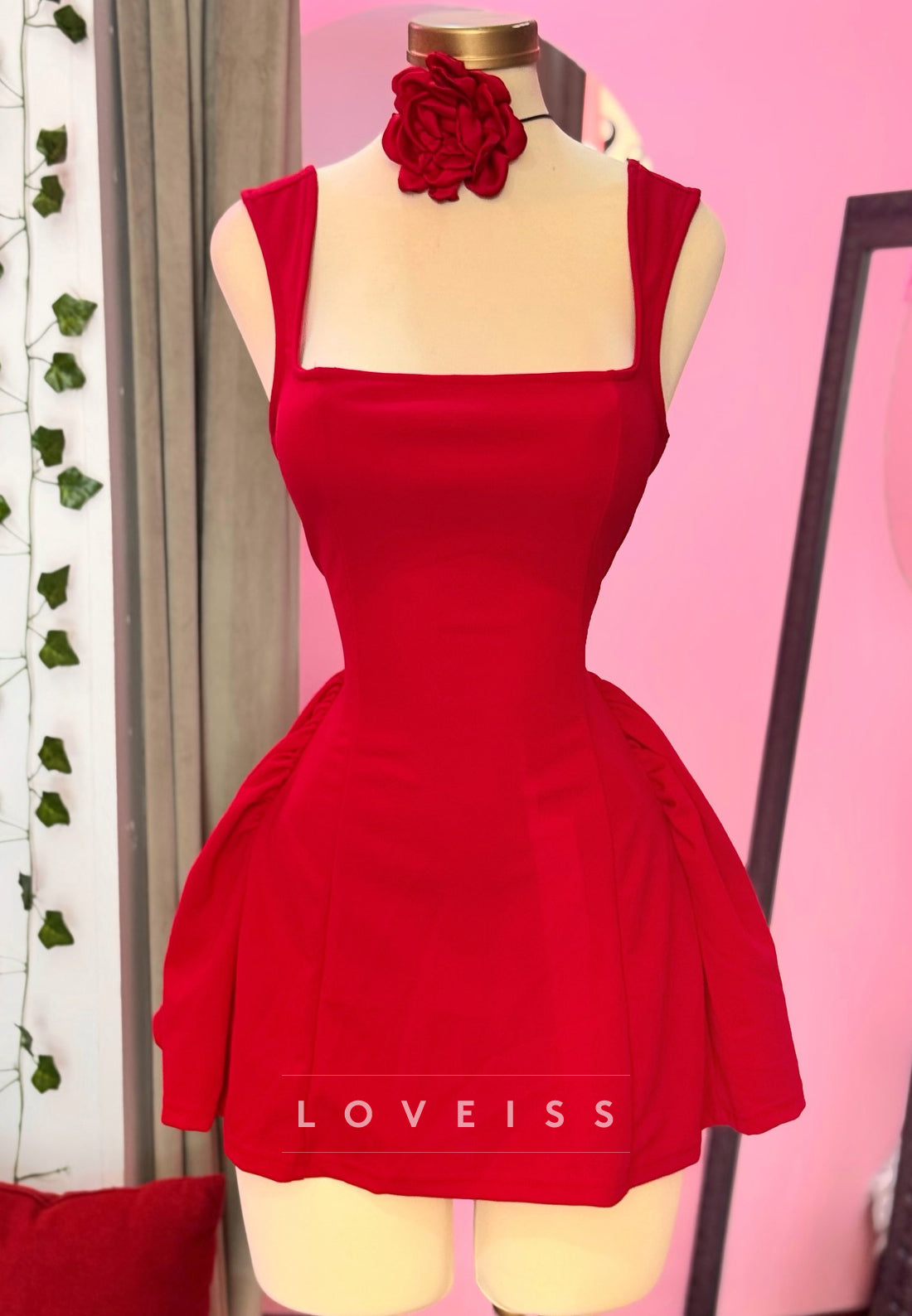 Square Straps Sleek A-Line Short Party Homecoming Dress