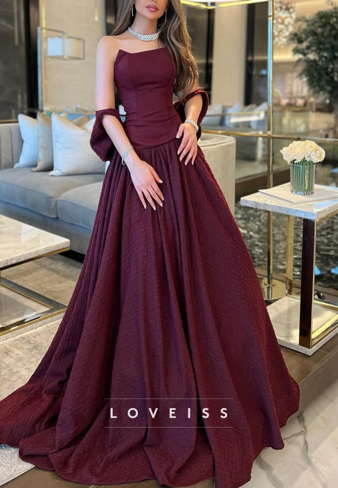 Straight Across Sleeveless Pleated A-Line Evening Dress