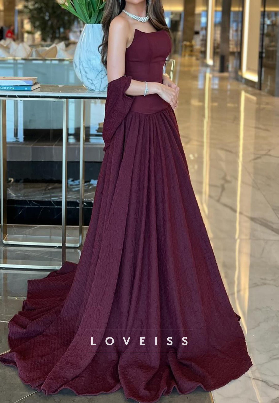 Straight Across Sleeveless Pleated A-Line Evening Dress