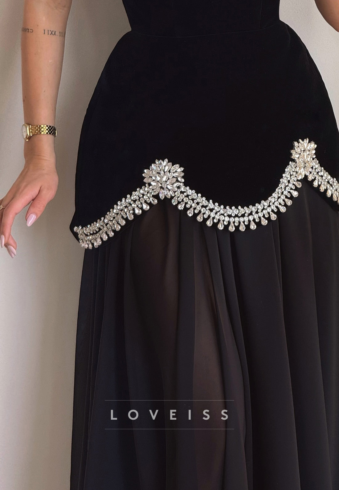 Straight Across Beaded Chiffon Corset A-Line Prom Dress