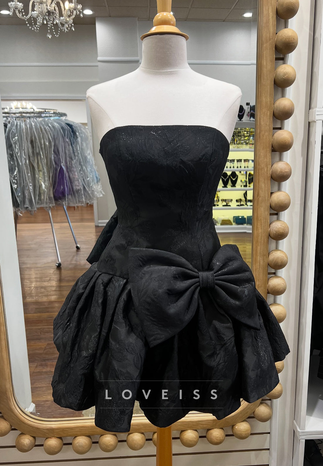 Straight Across Bow Floral Printed A-Line Party Homecoming Dress