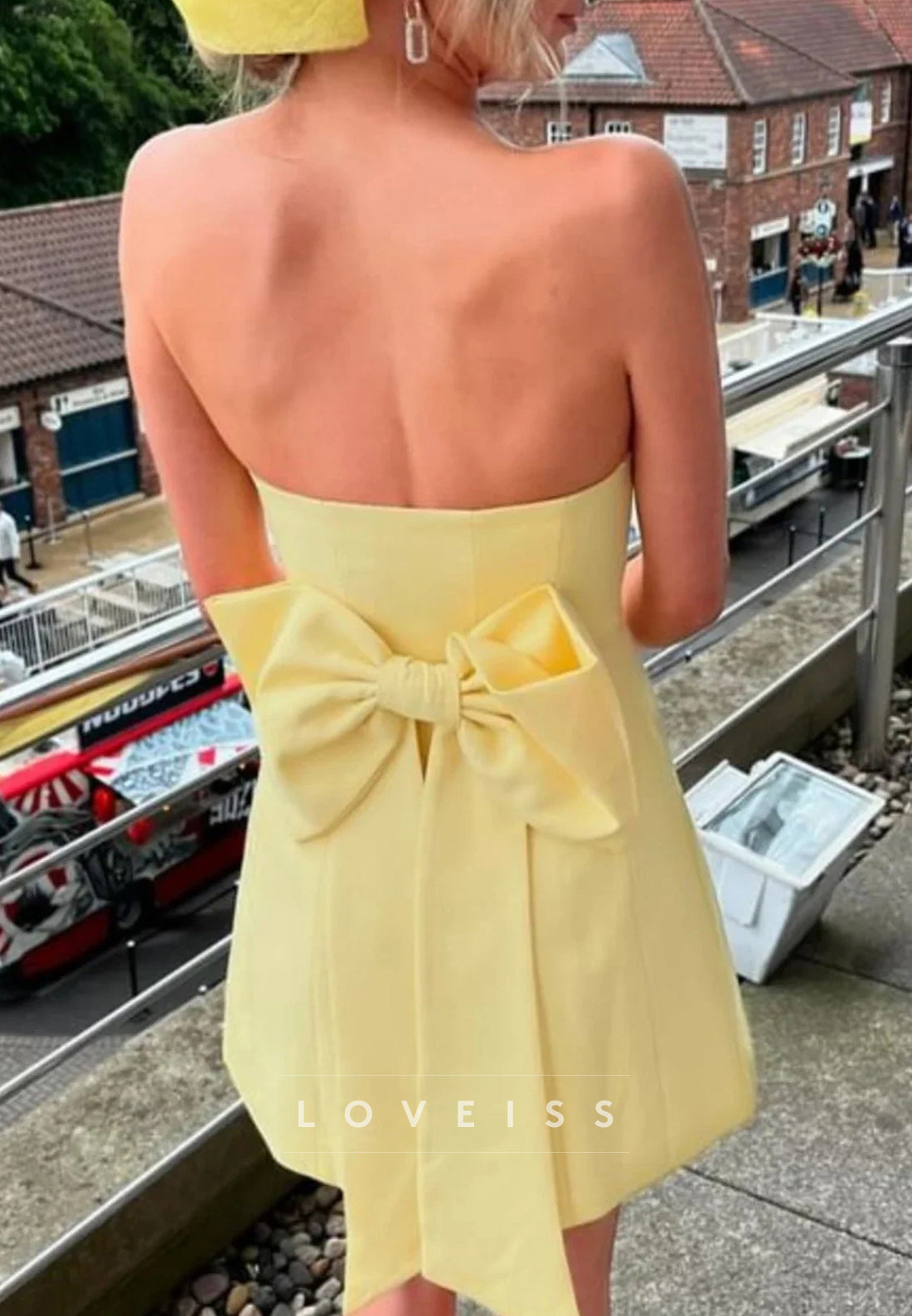 Straight Across Bowknot Sleeveless A-Line Party Homecoming Dress