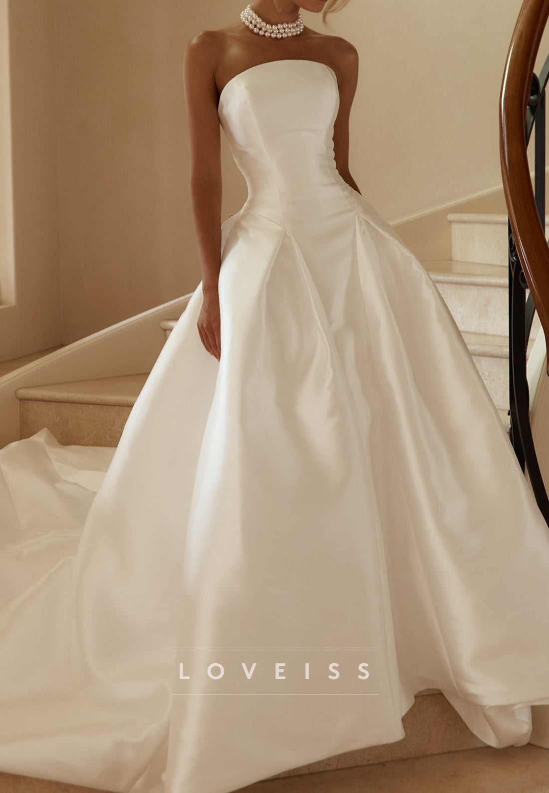 Straight Across Corset Sleeveless Satin A-Line Classic Wedding Dress