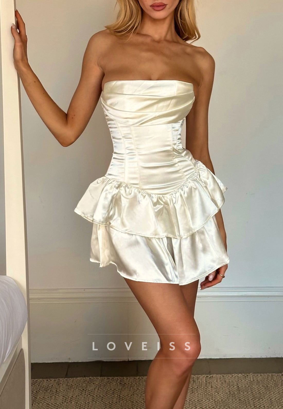 Straight Across Corset Tiered A-Line Party Homecoming Dress