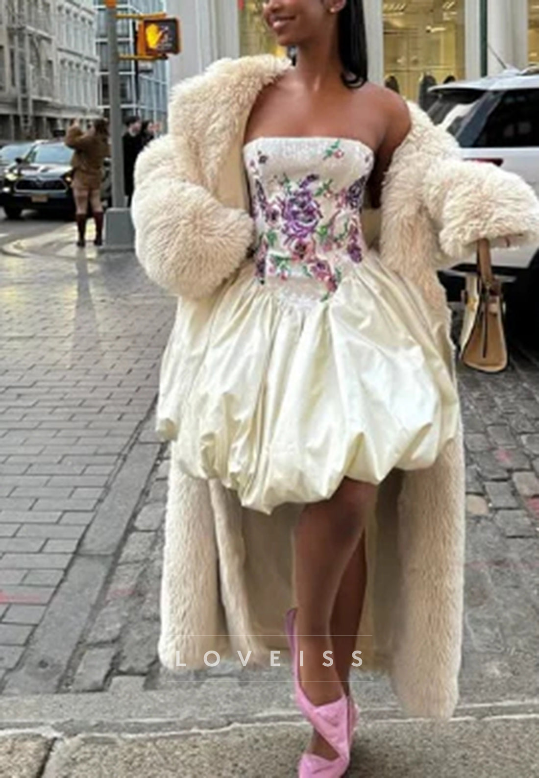 Straight Across Sequins Appliques A-Line Party Homecoming Dress