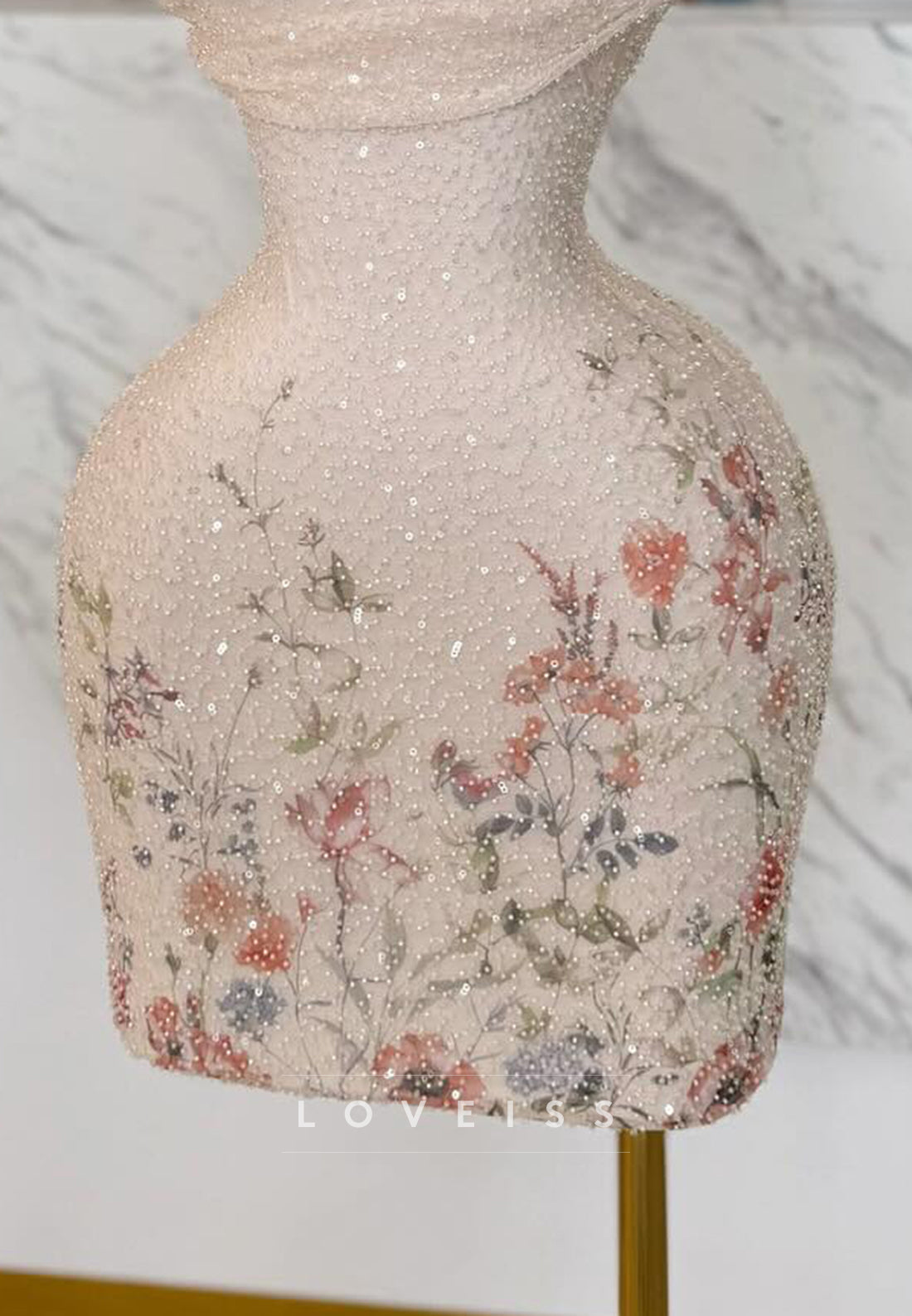 Straight Across Sequins Floral Sheath Party Homecoming Dress