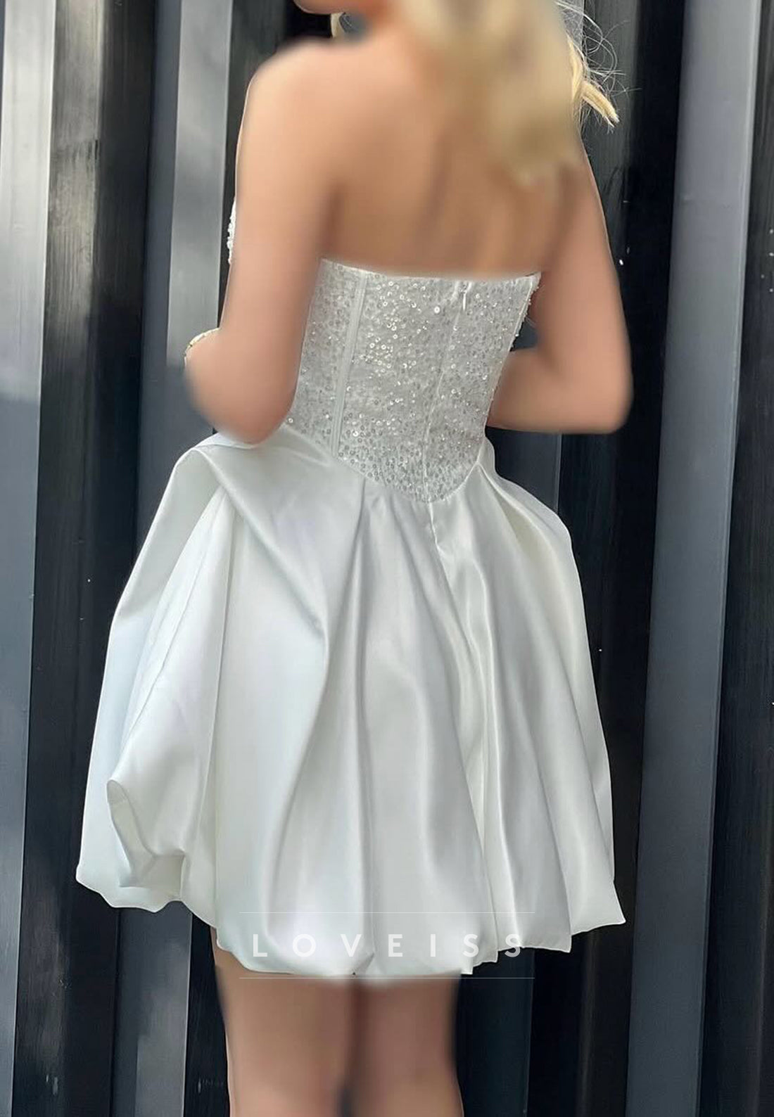 Straight Across Sequins Ruched A-Line Party Homecoming Dress