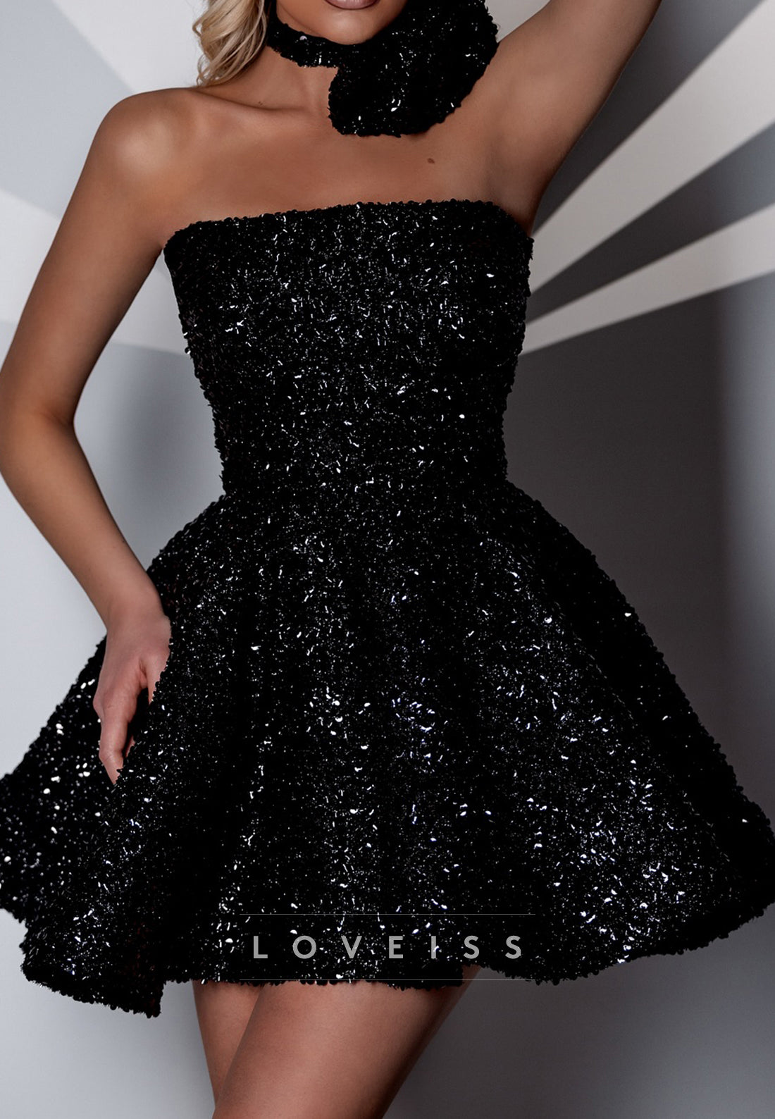 Straight Across Sequins Sparkly A-Line Party Homecoming Dress