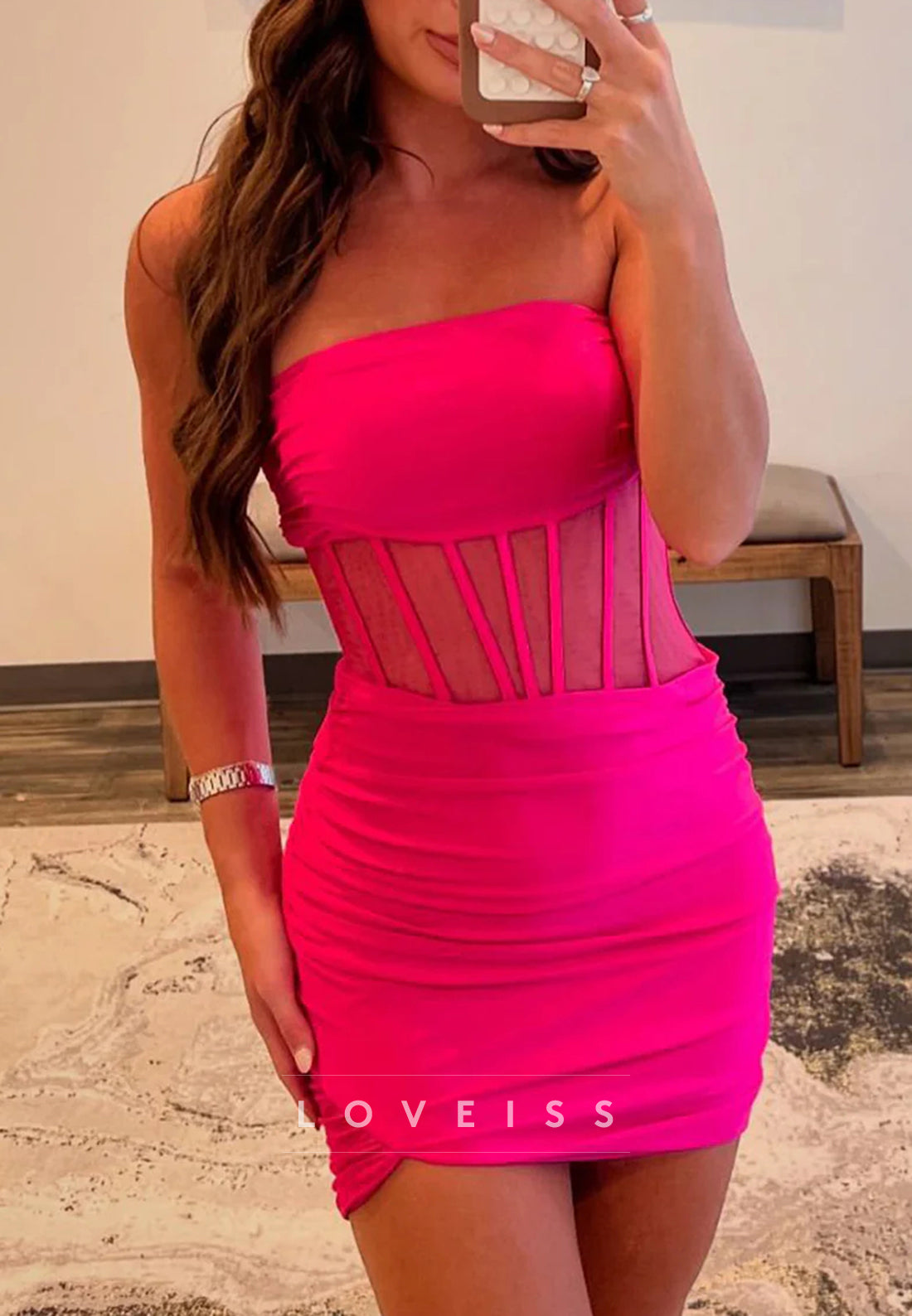 Straight Across Sheer Sheath Fitted Sheath Party Homecoming Dress