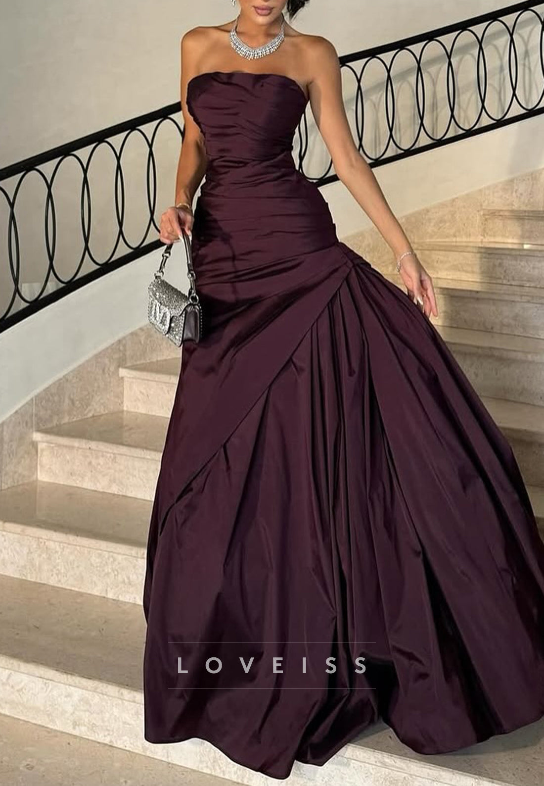 Straight Across Sleeveless A-Line Evening Dress