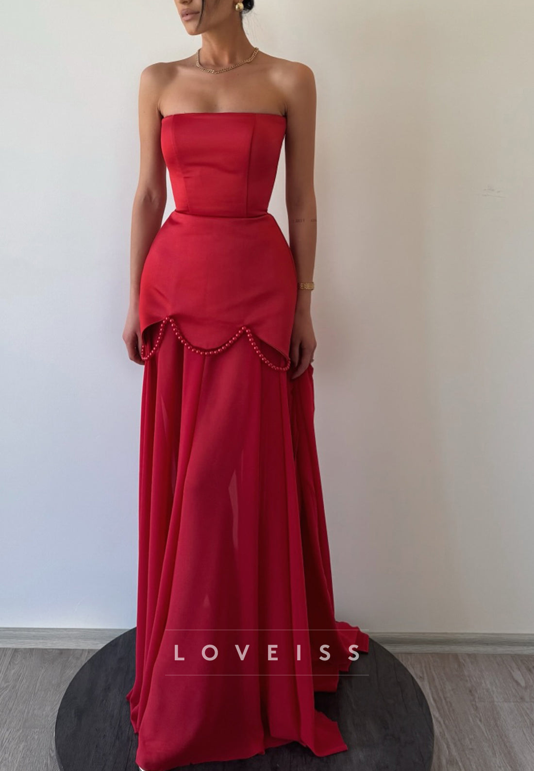 Straight Across Sleeveless A-Line Formal Dresss