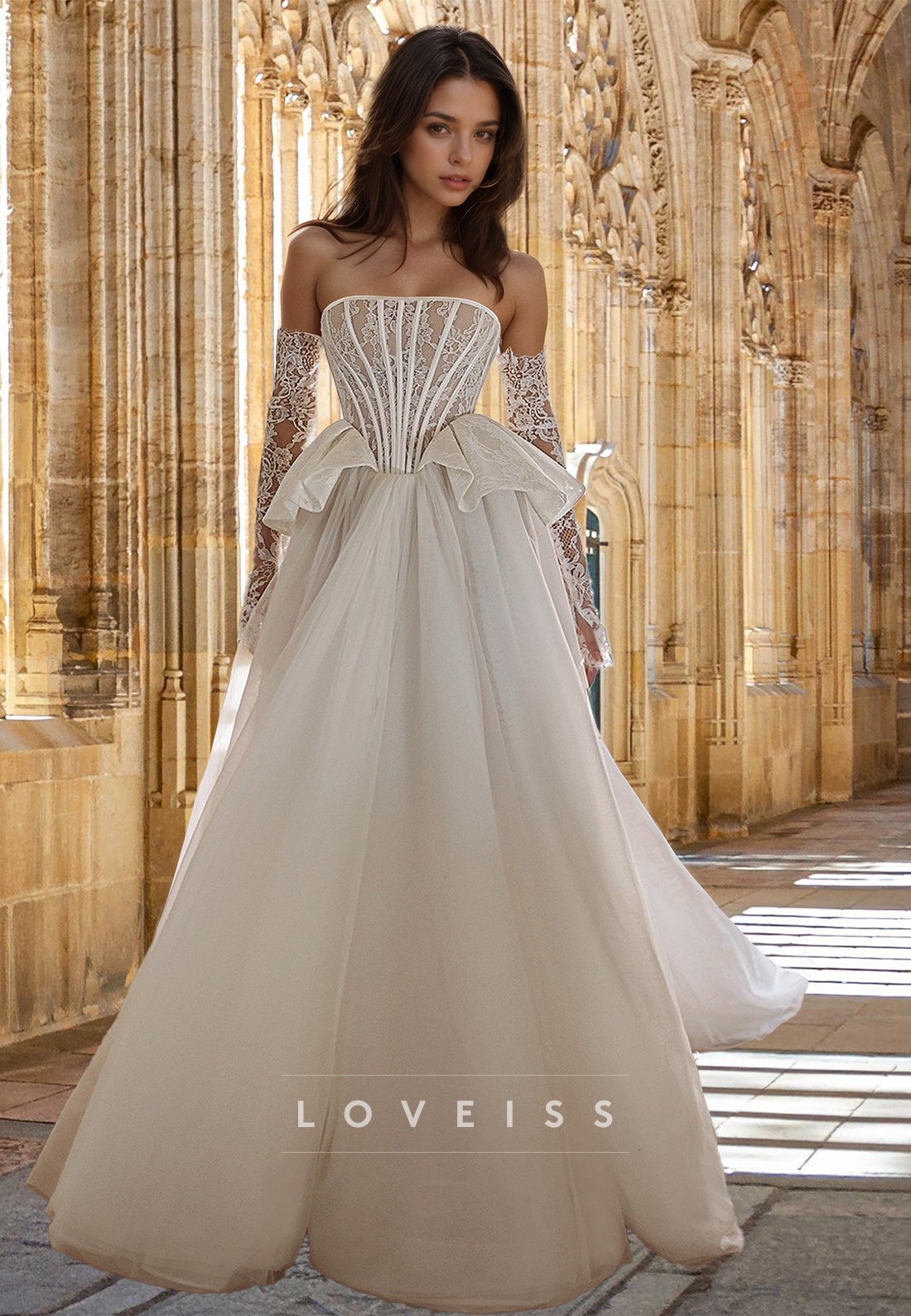 Straight Across Sleeveless Appliques Pleated A-Line Wedding Dress Loveiss Straight Across Sleeveless Appliques Pleated A-Line Wedding Dress Loveiss