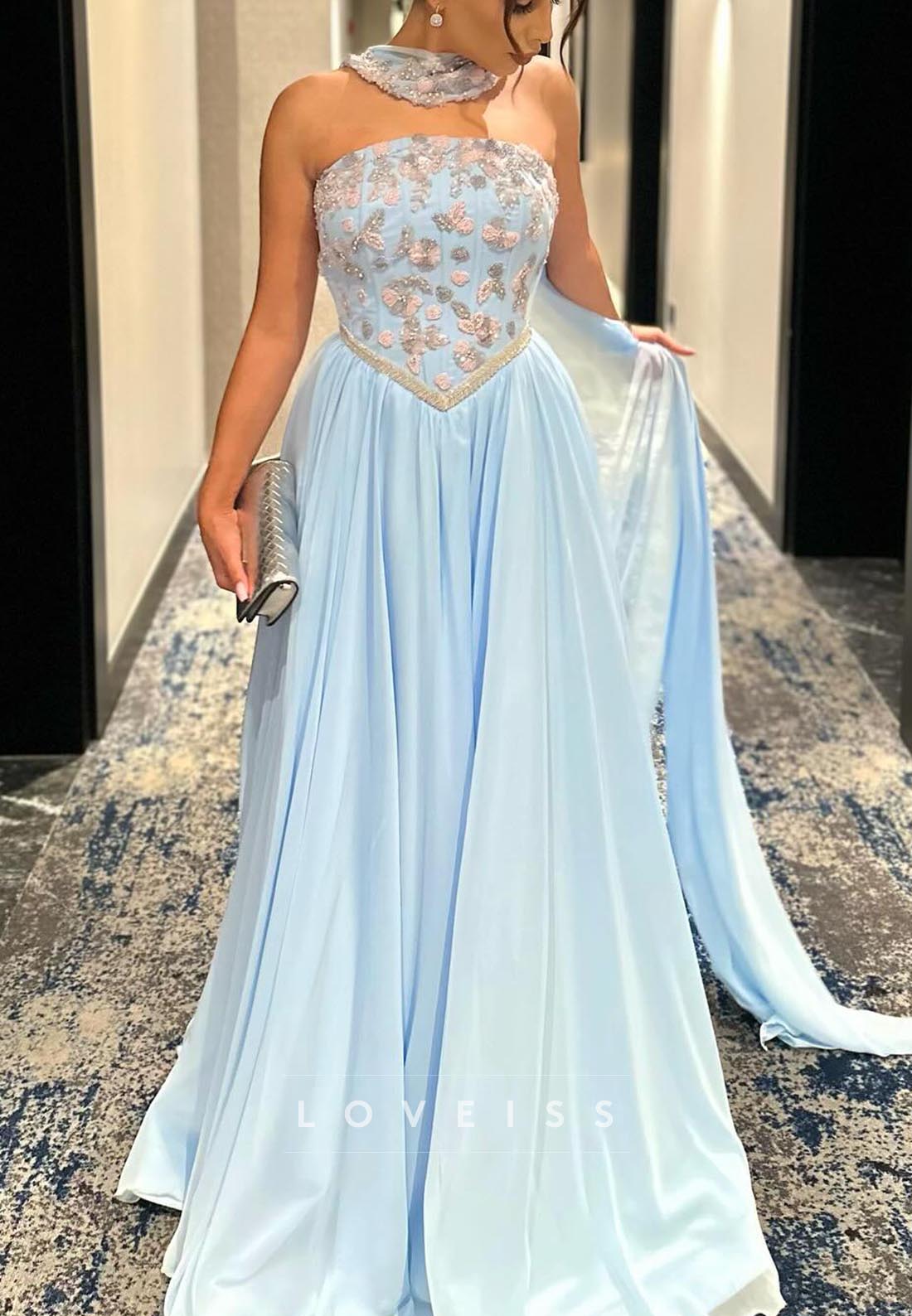 Straight Across Sleeveless Beaded A-Line Evening Dress