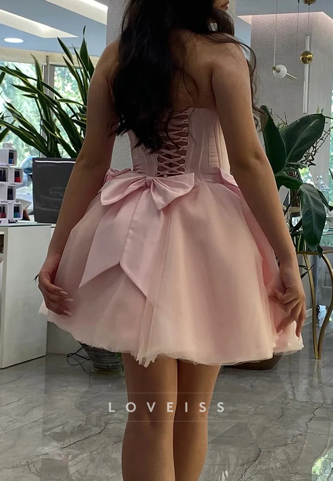Straight Across Sleeveless Bows A-Line Party Homecoming Dress