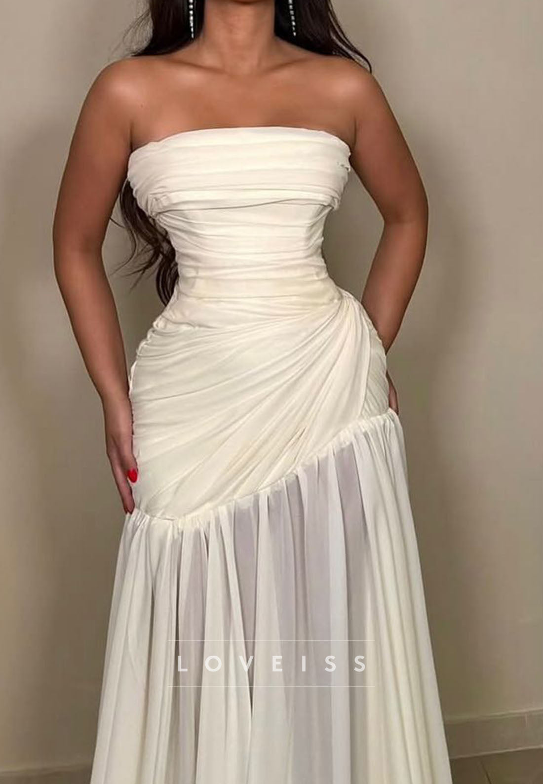 Straight Across Sleeveless Pleated A-Line Formal Dress