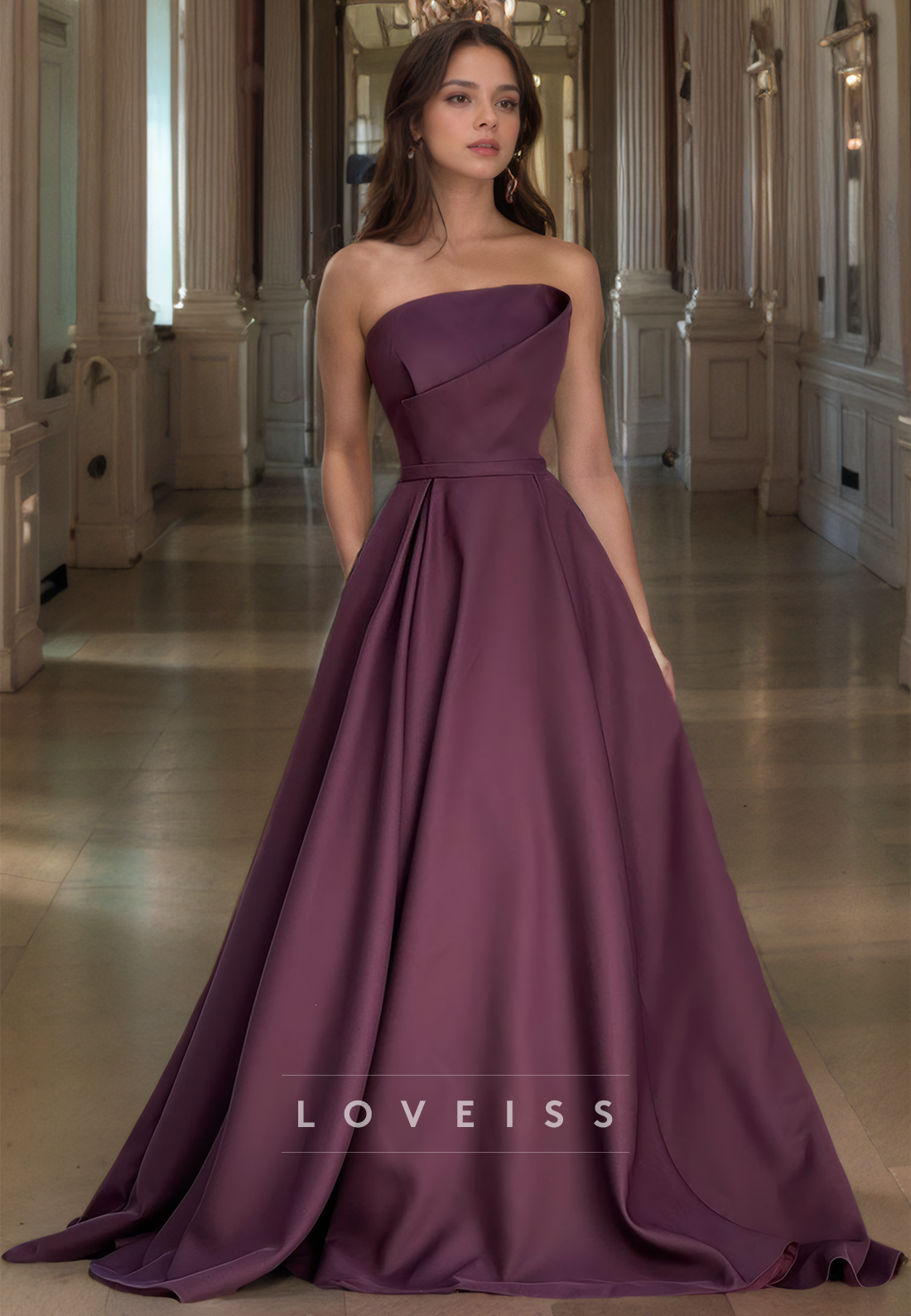 Straight Across Sleeveless Pleated A-Line Formal Dress