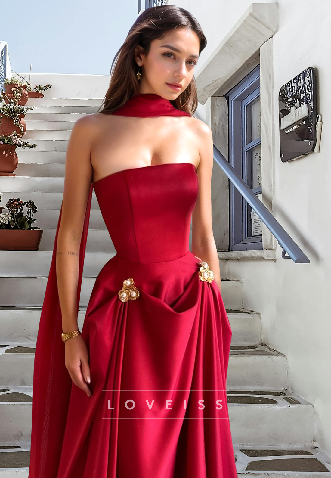 Straight Across Sleeveless Pleated A-Line Prom Dress